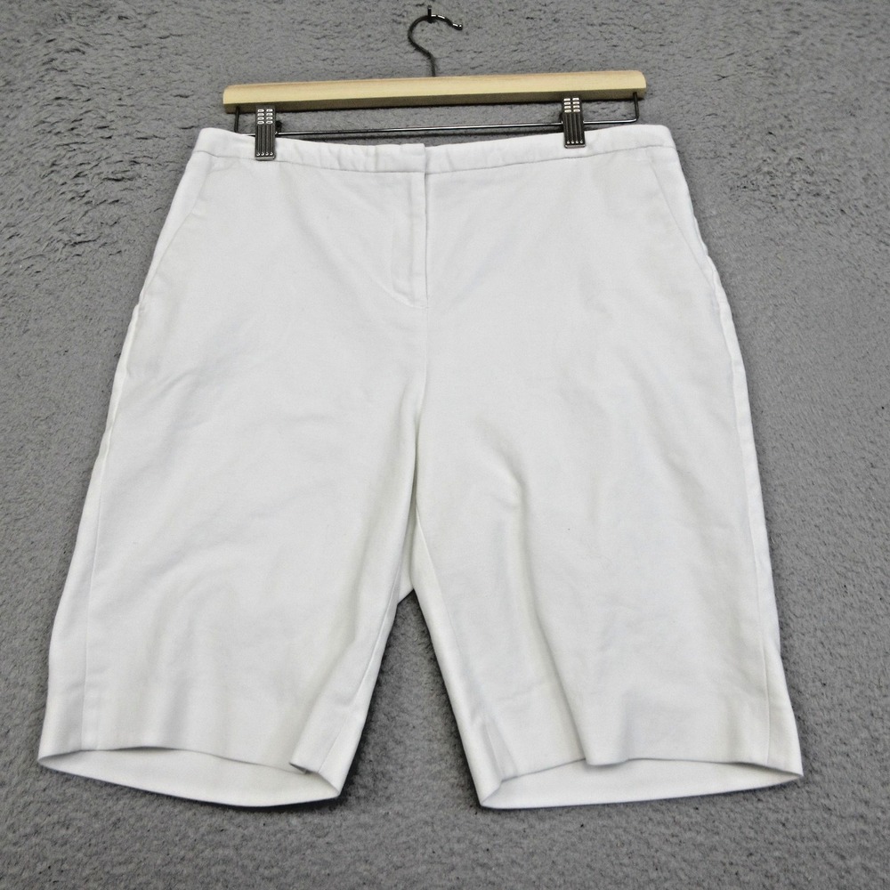 Vince Camuto Bermuda Shorts Women 8 White Stretch Cotton Preppy Polished Casual